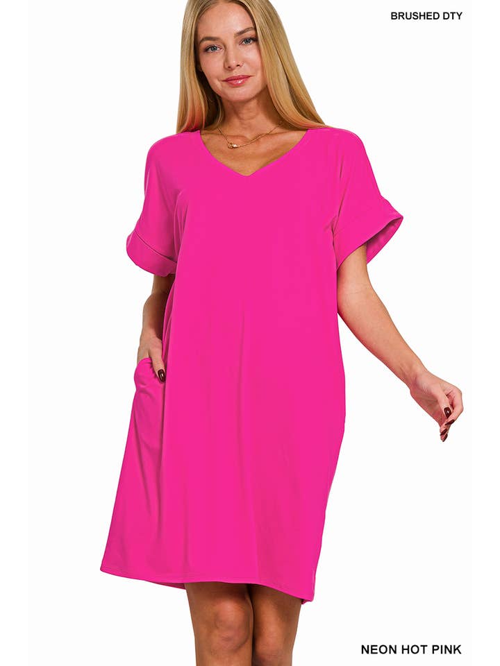 42POPS - Wholesale Dress - Women's - ...SI-27348 Brushed Dty Side pocket Dress