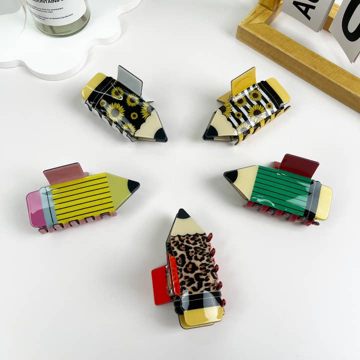 mildstyles - Wholesale Hair Clip - Women's - Sunflower Leopard Stripe Pencil Hair Claw Clip