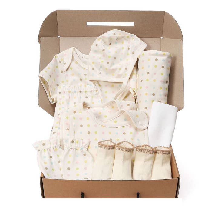 Organic Baby 10 Pieces Gift Set - Pastel Dot for wholesale by WithOrganic