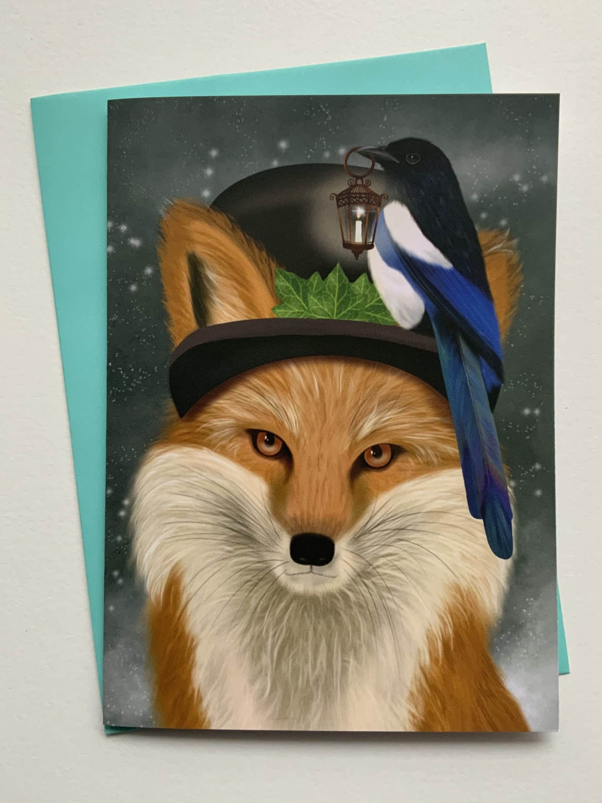 Crimson Finch – Großhandel Grußkarten für den Alltag – Mein Leitlicht. Woodland Fox & Magpie Grußkarte1