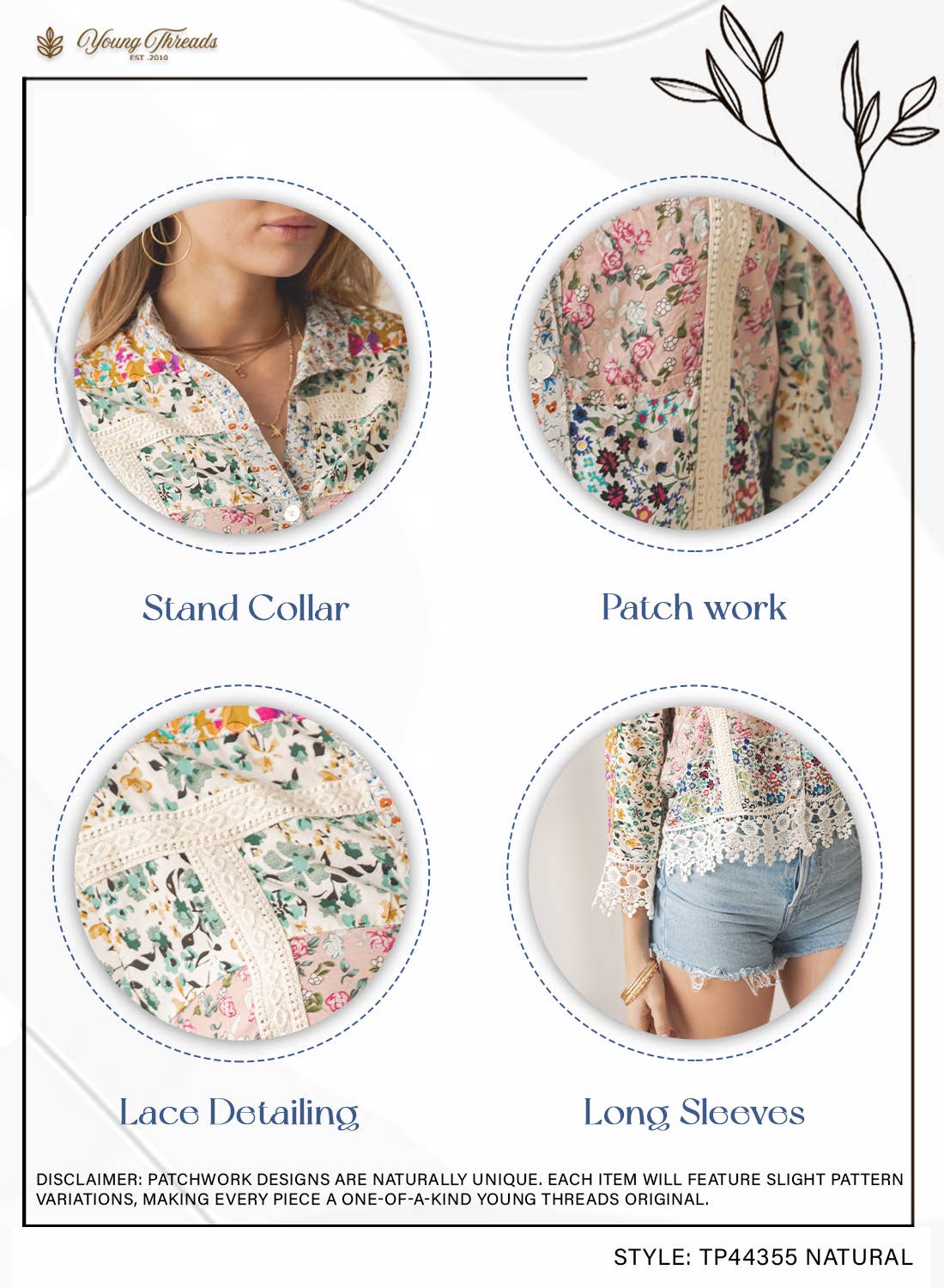 Young Threads - Wholesale Button Down Shirt - Women's - Earthy Boho Button Down Cropped Shirt (New Color)9