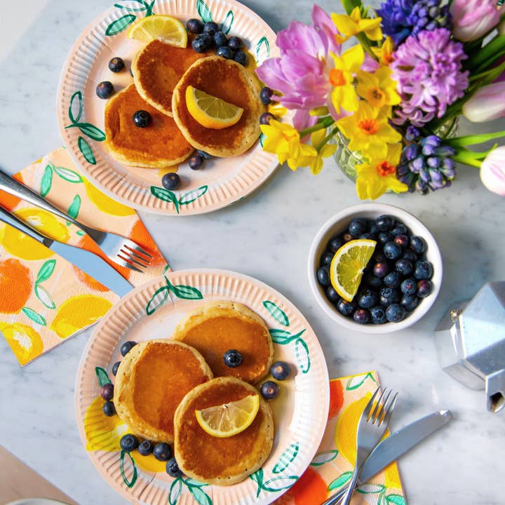 Talking Tables USA - Wholesale Disposable Plate - Citrus Fruit Lemon Paper Plates for Summer | 12 Pack |