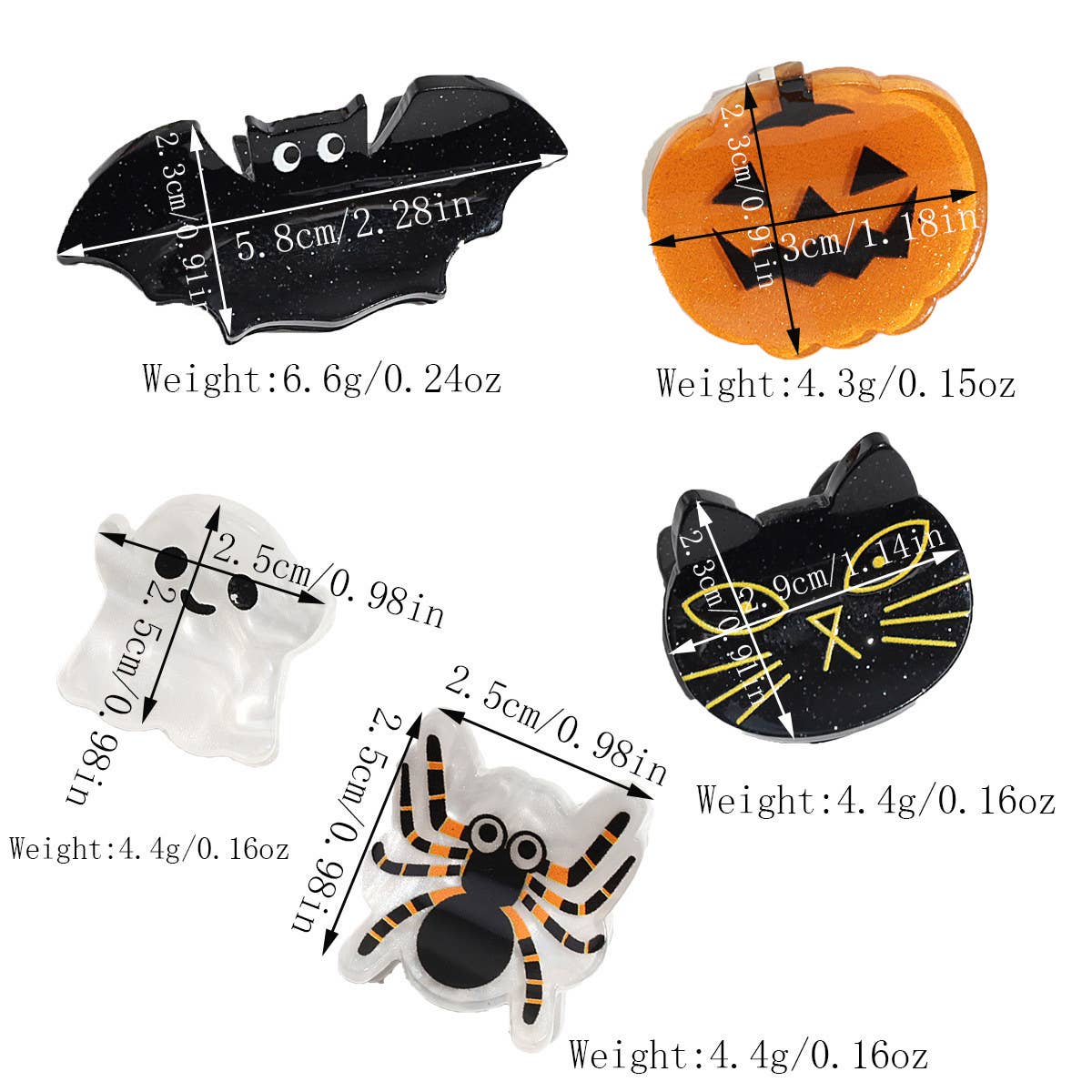 ACCITY - Wholesale Hair Clip - Women's - Halloween Mini Hair Claw Set, Bat Ghost Pumpkin_CWAHA22558