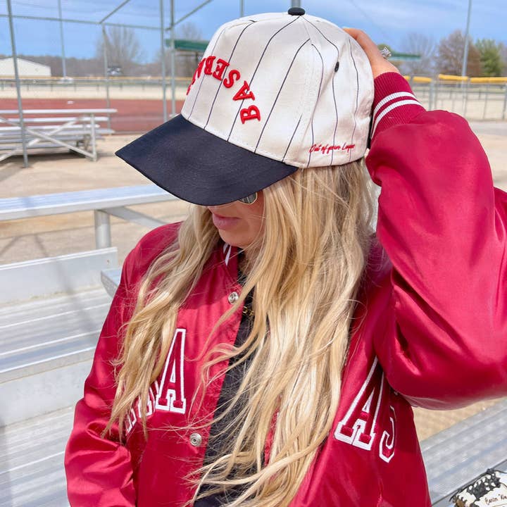 KENZKUSTOMZ - Wholesale Trucker Hat - Women's - BASEBALL - Red on Black Stripe Vintage Hat