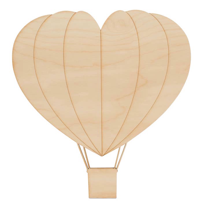 Heart-Shaped Hot Air Balloon Cutout with Detail for wholesale by Woodpeckers Crafts