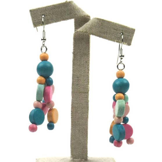 Boucles d'oreilles en perles de bois de couleur douce Jessica pour la vente par Katie and Company