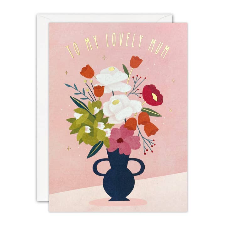 Lovely Mum Vase Mother's Day Card - Sunbeams for wholesale by James Ellis