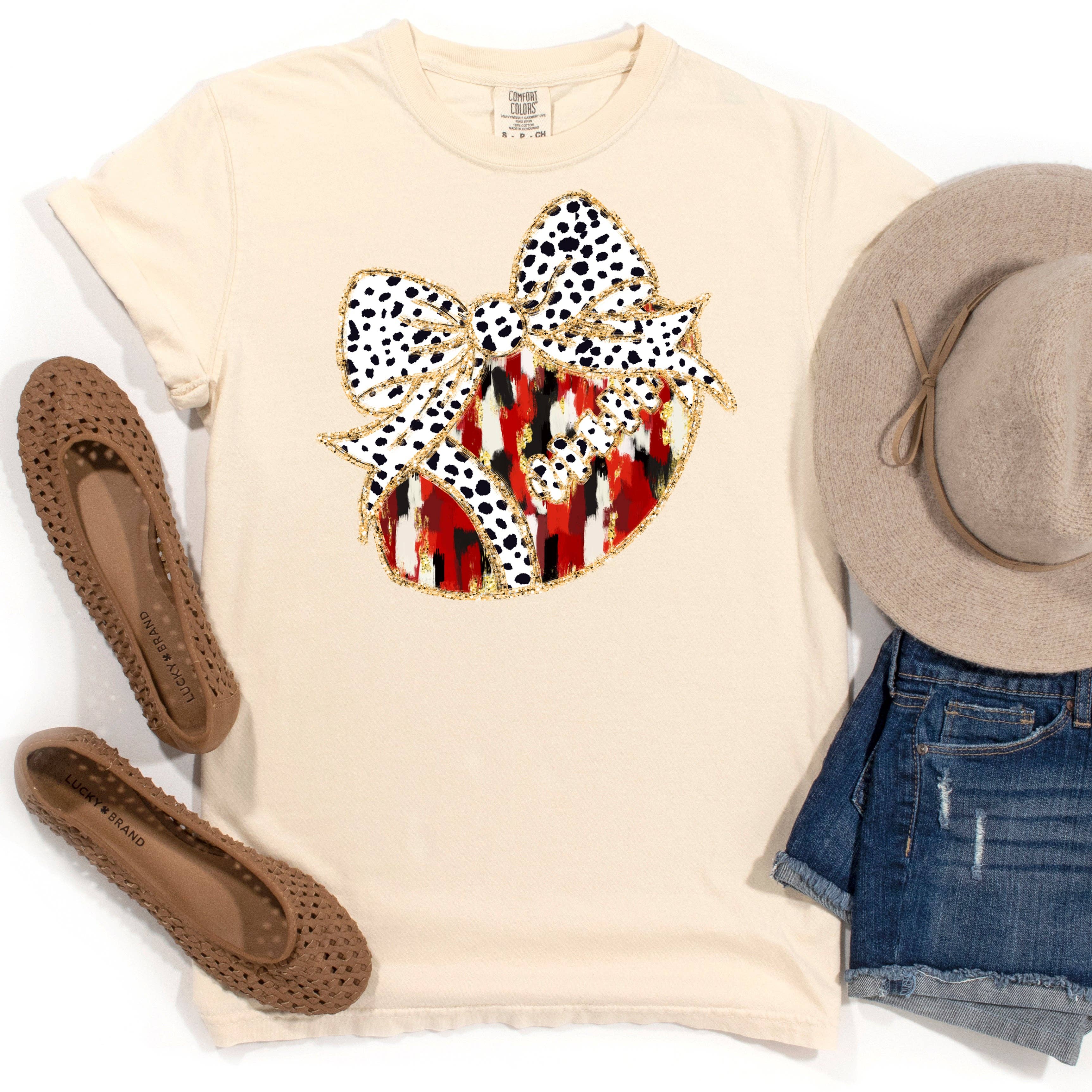 Flawless Transfers – wholesale Sublimation transfer – Football Red and Black Brushstrokes Coquette Bow - Design 2 DTF Transfer0