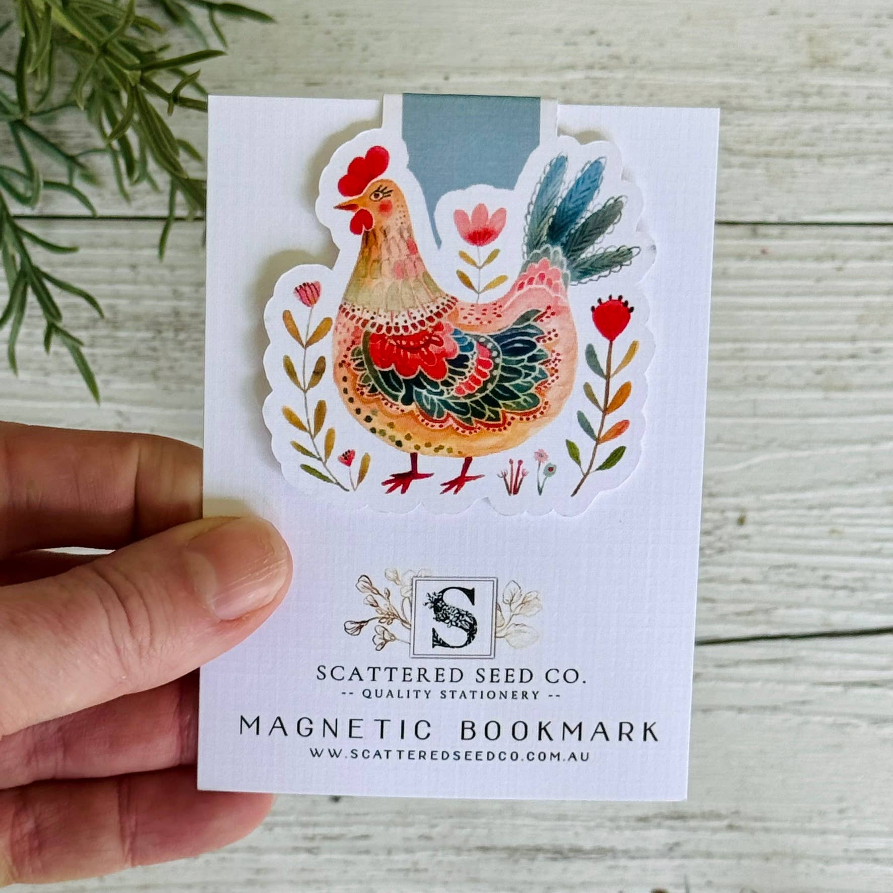 Scattered Seed Co - Wholesale Bookmark - Folk Art Chicken Magnetic Bookmarks set of 43