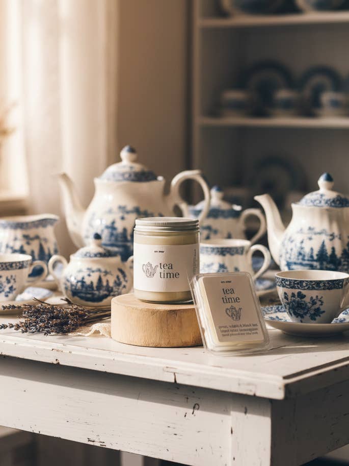 en mer | tea time | soy wax candle & melts for wholesale by en mer, co