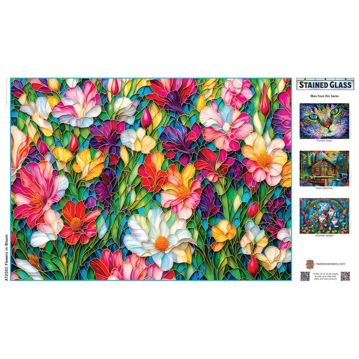 Masterpieces Puzzles - Wholesale Puzzle - Adult - Stained Glass - Flowers in Bloom 1000 Piece Jigsaw Puzzle