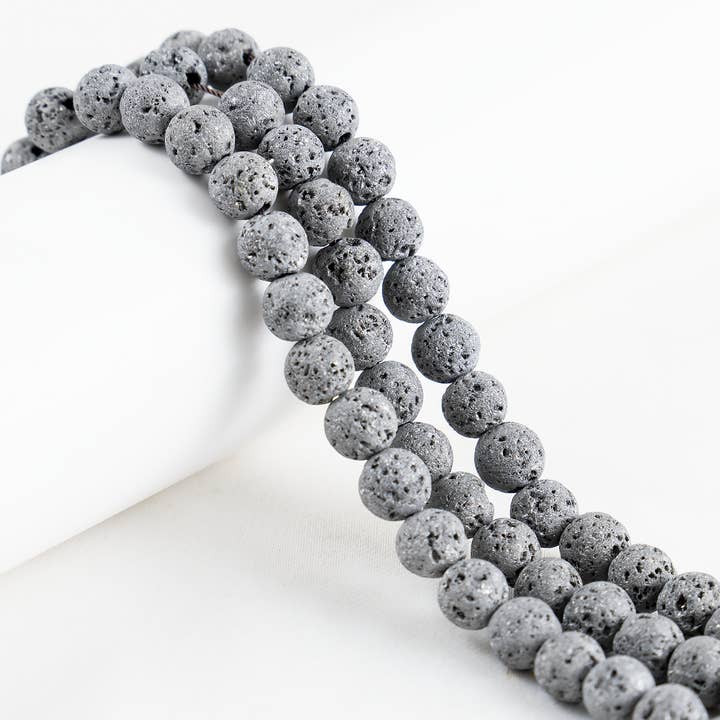Soothing Crystals Beads - Wholesale Beads - Round Beads | Grey Lava Beads | Volcanic Rock Gemstone Beads8