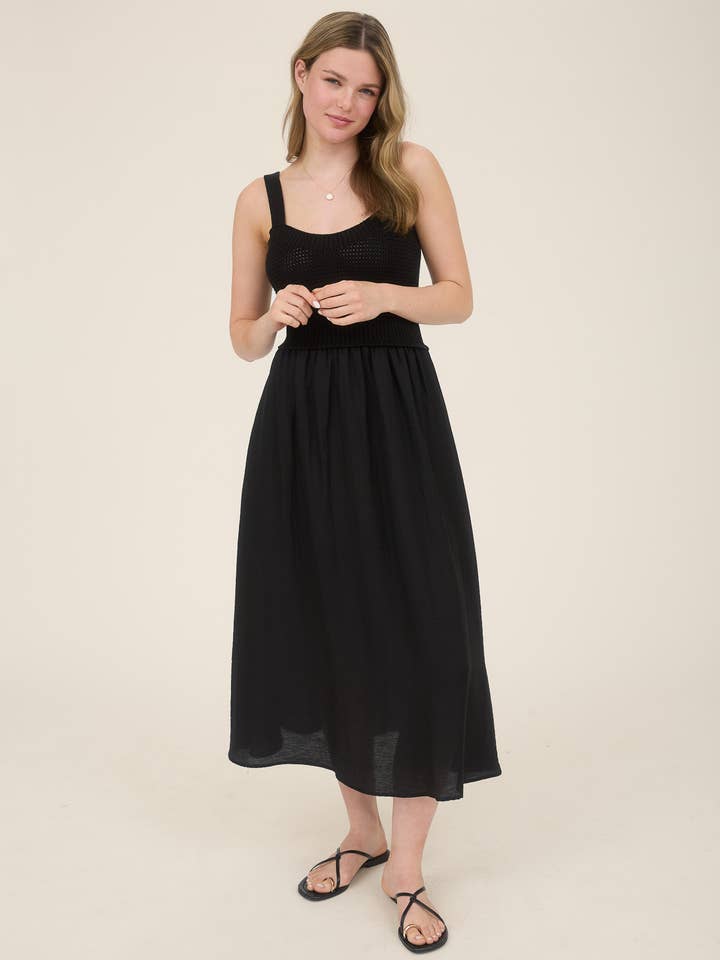 Blu Pepper - Wholesale Dress - Women's - SWEATER KNIT TOP SLEEVELESS MIDI DRESS