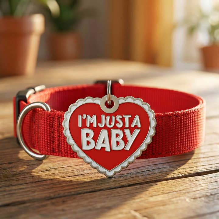 Bad Tags - Wholesale Pet Identification Tag - Cat/Dog - Heart Dog Tag w/Scannable Pet ID - I'm Just a Baby2