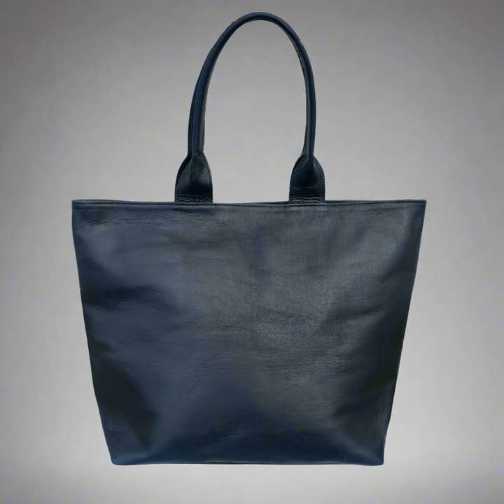 Leather Tote Bag – Black | Handmade Full-Grain Leather by Artisan Stories for wholesale by Artisan Stories