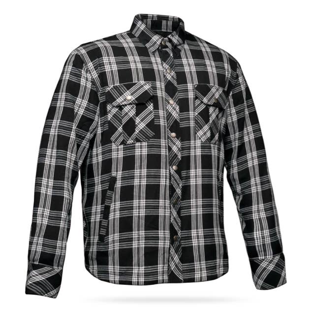 TW136.00 - Mens Black & White Armored Flannel for wholesale by Unik International Inc