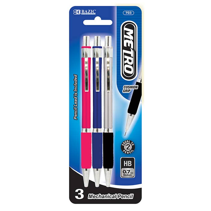 Luna Office Supply - Everyday Essential – wholesale Pencil – Metro 0.7mm Mechanical Pencil - Pack of 3