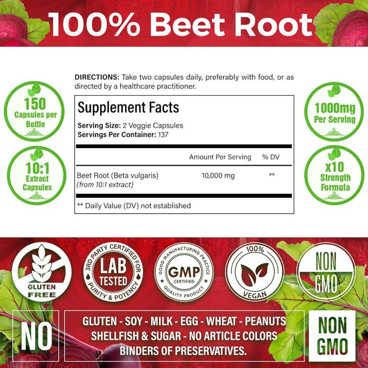 Naomi's Happy Place Shop - Wholesale Oral Supplement/Vitamin - Beet Root Extract Capsules No Gluten, No Sugar, Vegan Capsules, High Concentrated Herbal Beet Root Extract.2
