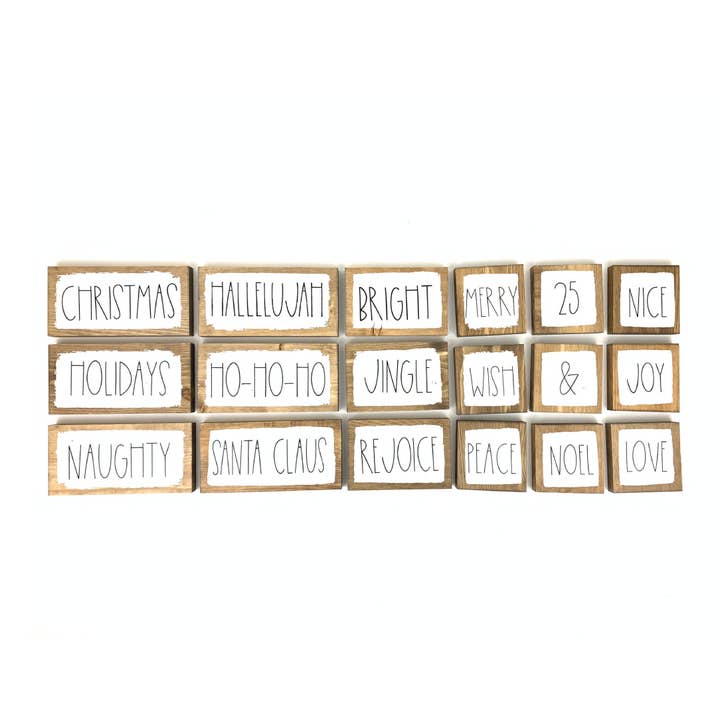 Christmas Word Blocks for wholesale by Twelve Timbers