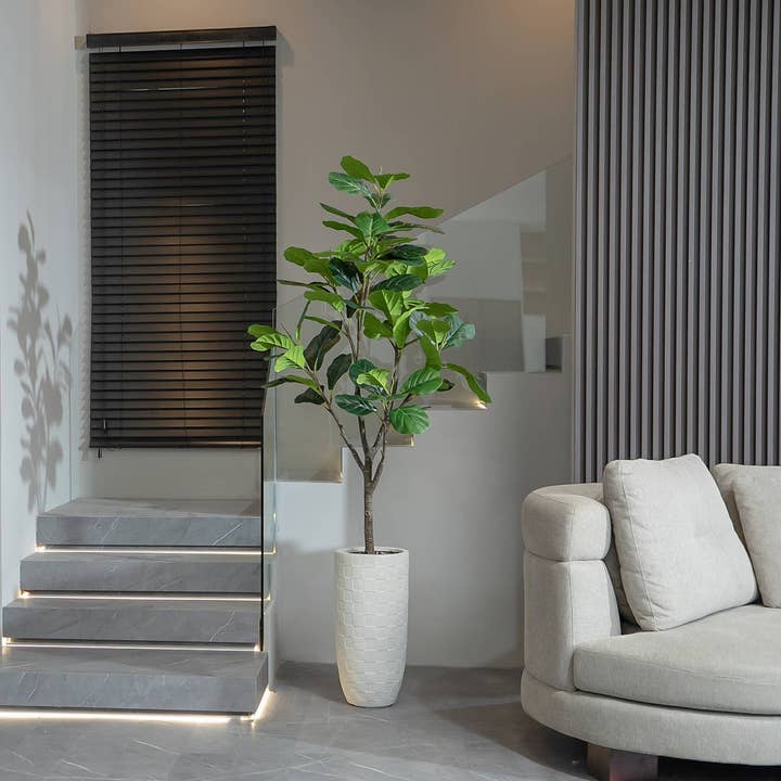 Vintage Home - Wholesale Artificial plant - 82.3'' Artificial Fiddle Leaf Fig tree in a beige planter4