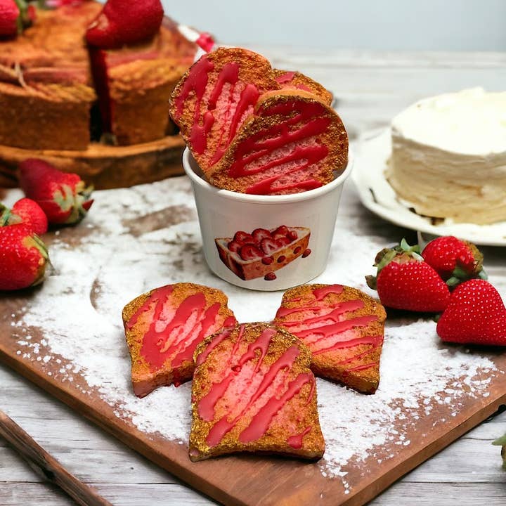 STRAWBERRY POUND CAKE slices Wax Melts | Fake Food | 5.25 oz for wholesale by Eartherella Soap & Candle Co., LLC