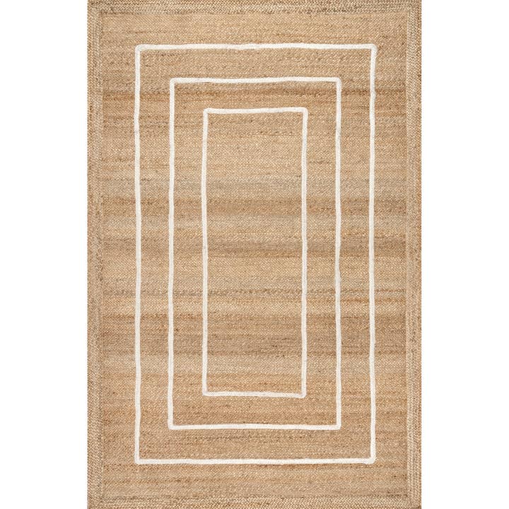 Ivory Elemore Geometric Jute Area Rug for wholesale on Faire