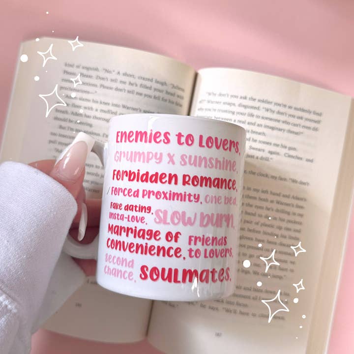 The Romance Trope Mug for wholesale by Books and Beyond