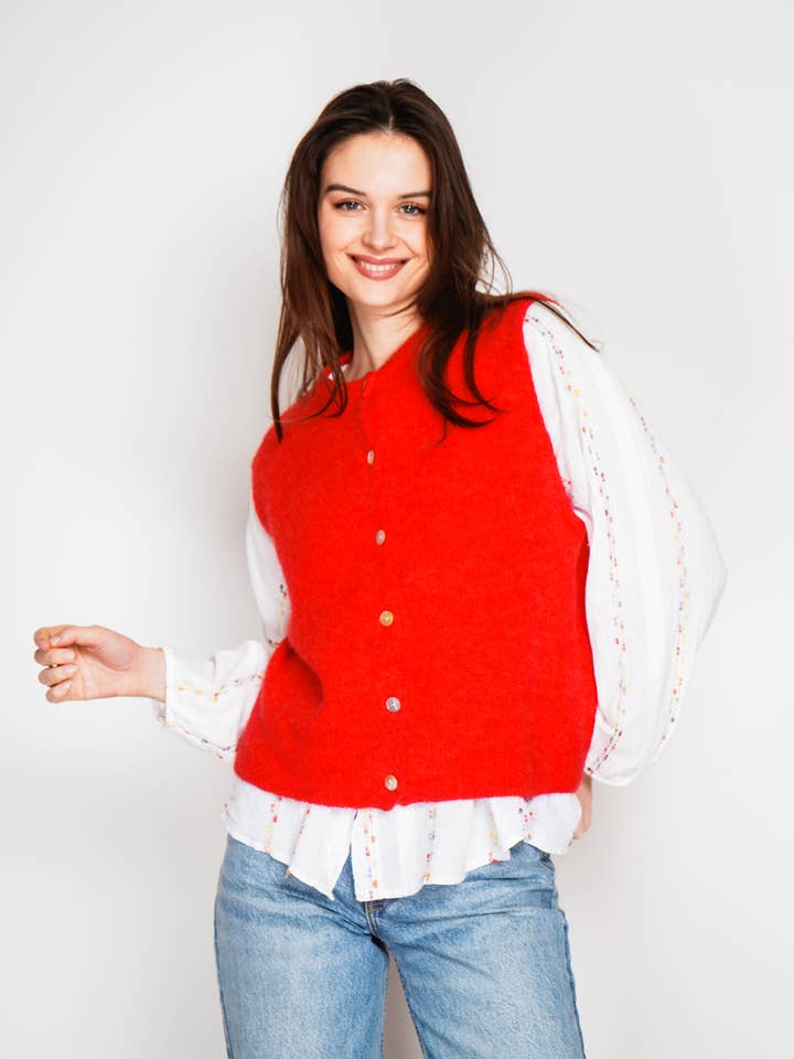 NOELINE - Wholesale Knit Sweater - Women's - Superfine alpaca sleeveless sweater 26501