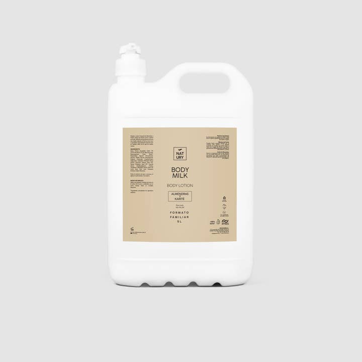 Lait corporel à l'amande et beurre de karité 5 L pour la vente par Natury Greencare