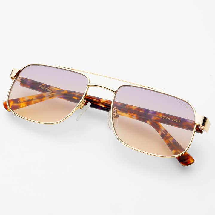 Gold Sunset Vesper Unisex Aviator Sunglasses for wholesale on Faire2