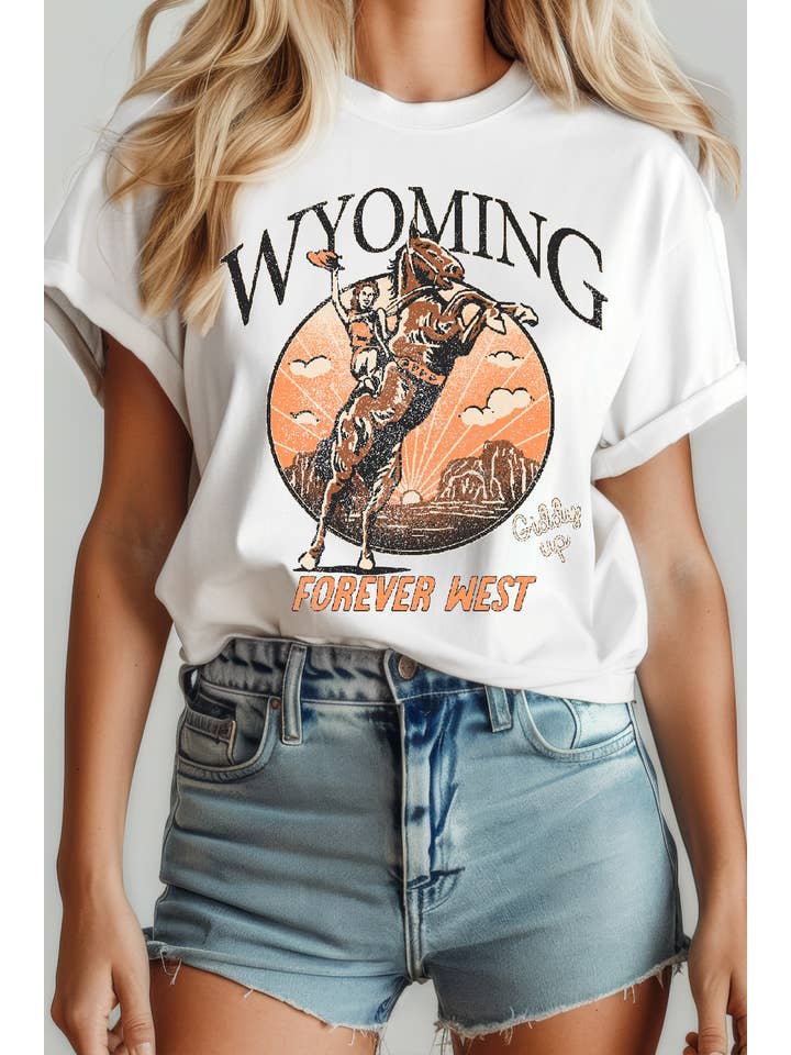 BouTeeQue Closet - Wholesale Screen Printed T-Shirt - Women's - BT2091 T WYOMING FOREVER WEST Short Sleeve T Shirt