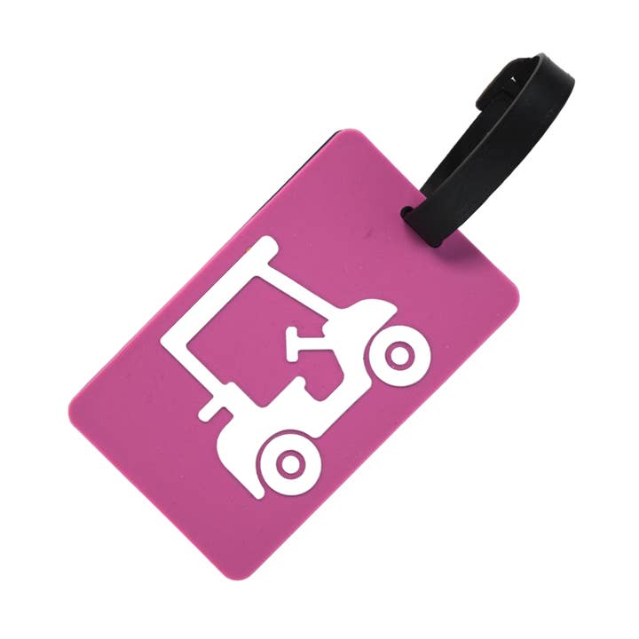 Golf Bag Tag - Magenta Golf Cart for wholesale by Racquet Inc