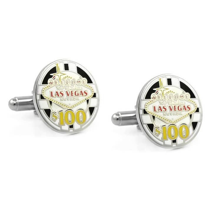 Vegas Poker Chip Cufflink for wholesale by Cufflinks Depot