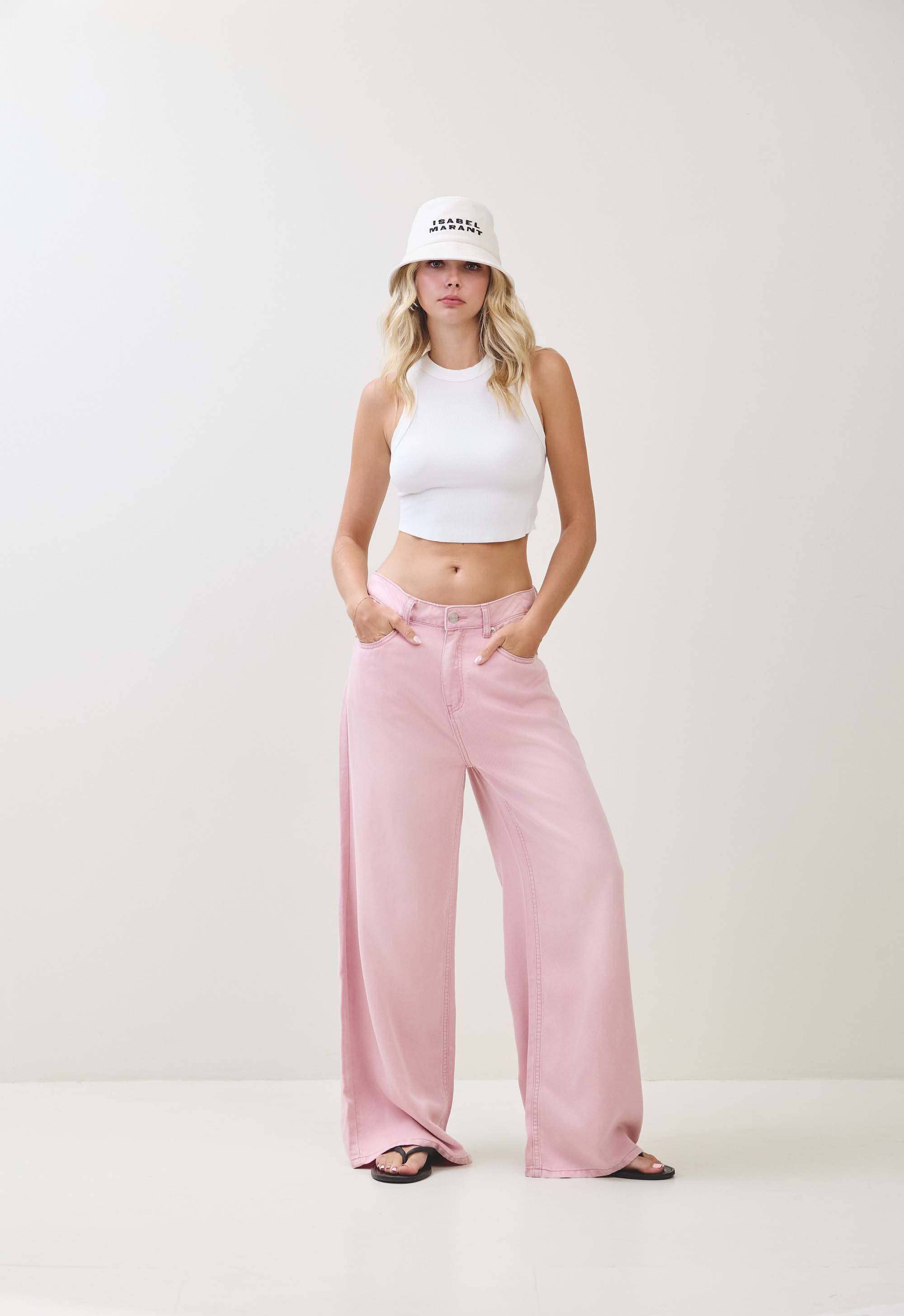 Lyserød TENCEL BUKSER S80598 for engroshandel på Faire3