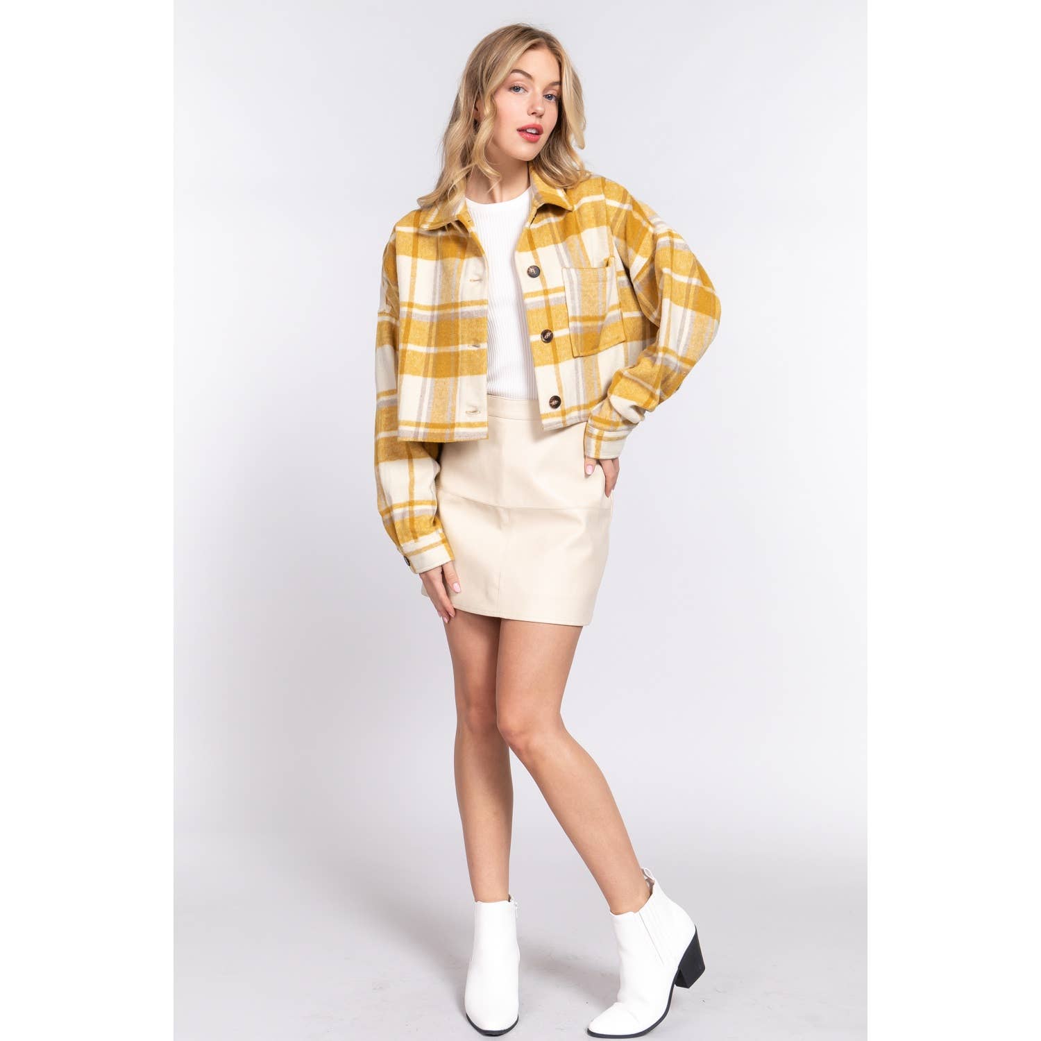 Paperdoll - Venta al por mayor Chaqueta - Mujer - CHAQUETA CORTA HOLGADA DE LANA A CUADROS11