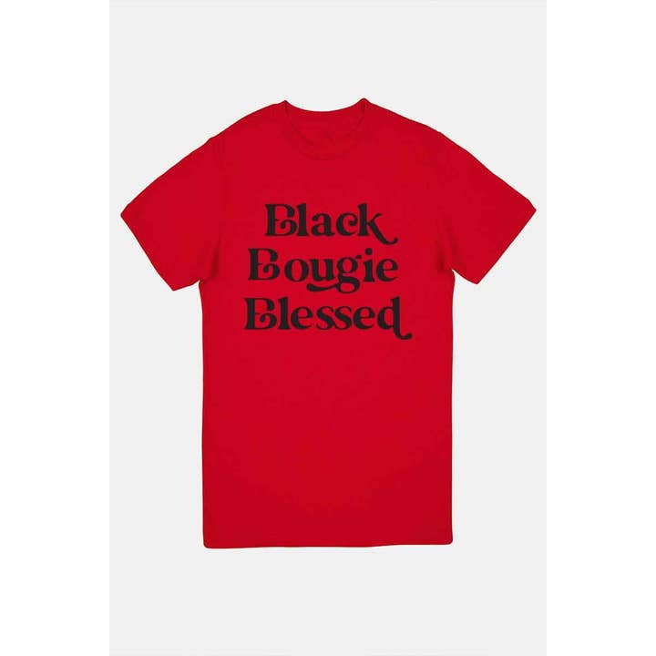 Nobrand - Wholesale Screen Printed T-Shirt - Women's - BLACK BOUGIE BLESSED WOMEN GRAPHIC TEE