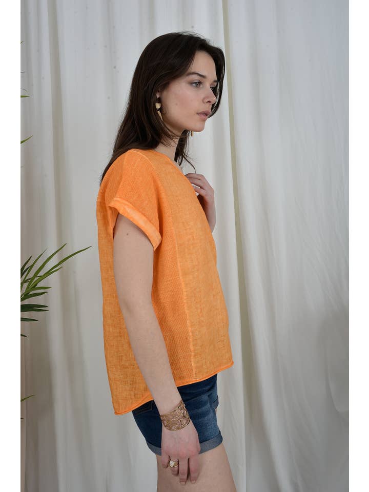 ORNELLA PARIS - Wholesale Blouse - Women's - LEL-T651L linen top