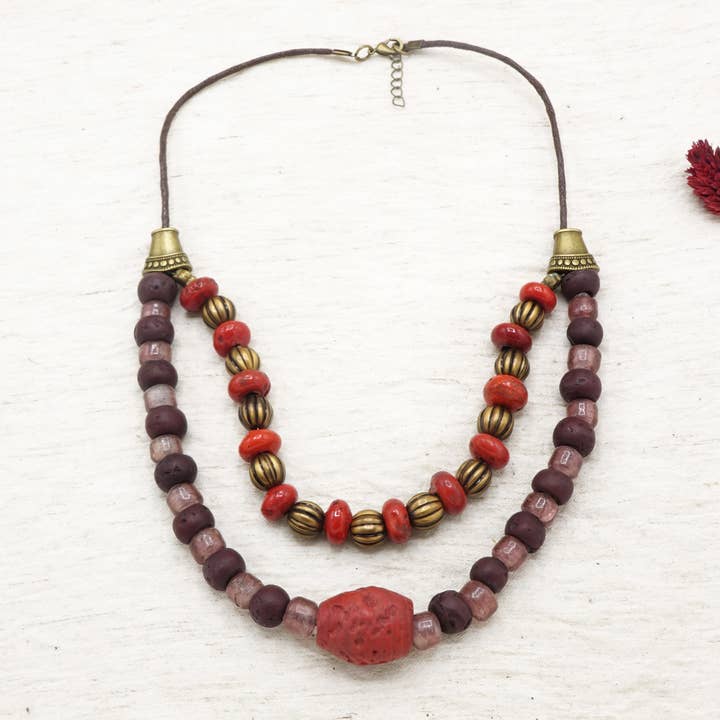 Boho Beaded Necklace for wholesale by Verna Artisan Works