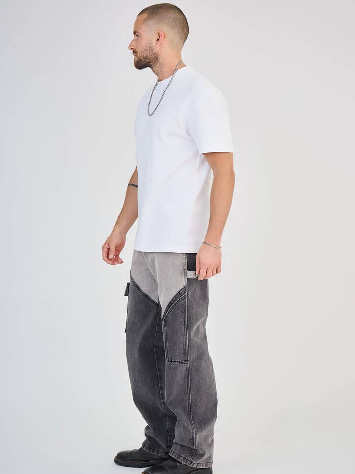 TOP MONDAY – wholesale Jeans – Men’s – Black/Grey Two-Tone Cargo Jeans4