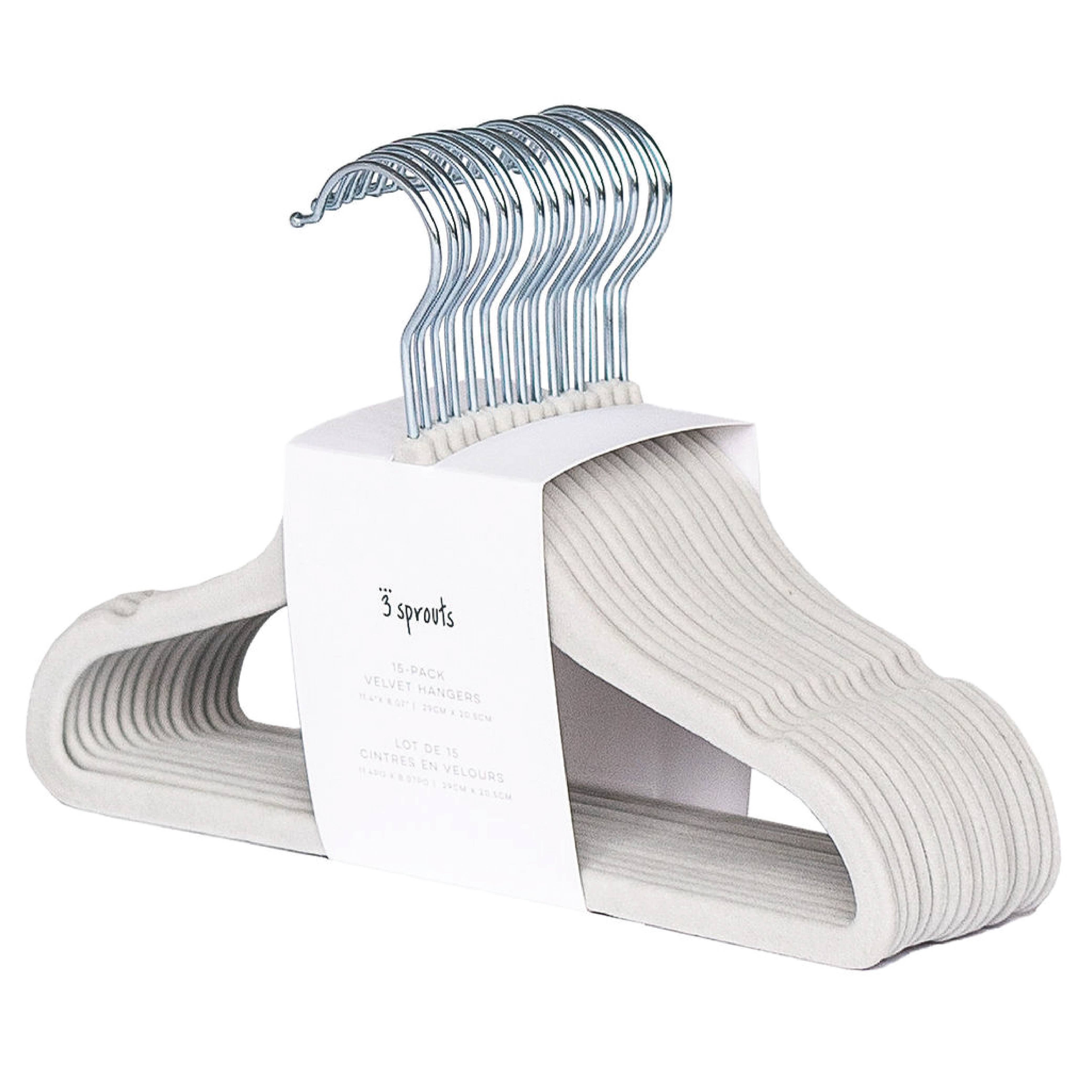 3 Sprouts – Cabides por atacado – Cabides de veludo para crianças e bebês 3 Sprouts (2 pacotes com 15 unidades)1