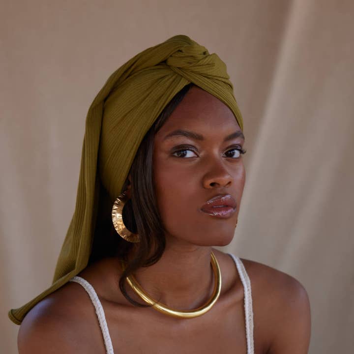 Sage Rib Knit Headwrap for wholesale by Fanm Djanm