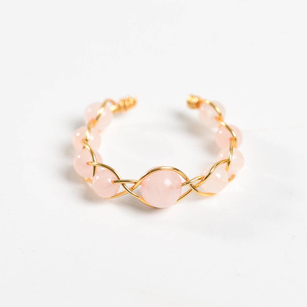 Mio Queena - Wholesale Cocktail/Statement Ring - Copper Wire Hand-woven Natural Stone Adjustable Ring1