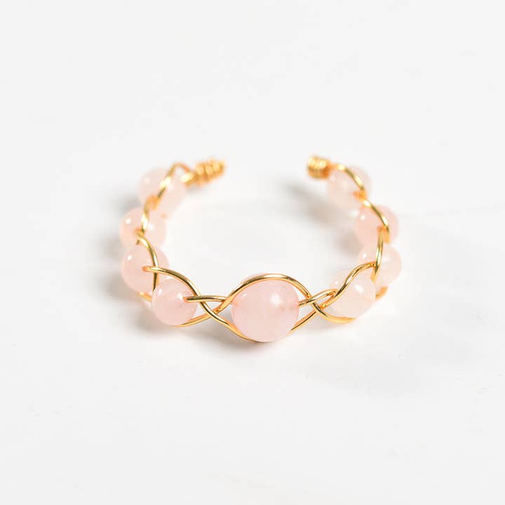 Mio Queena - Wholesale Cocktail/Statement Ring - Copper Wire Hand-woven Natural Stone Adjustable Ring1