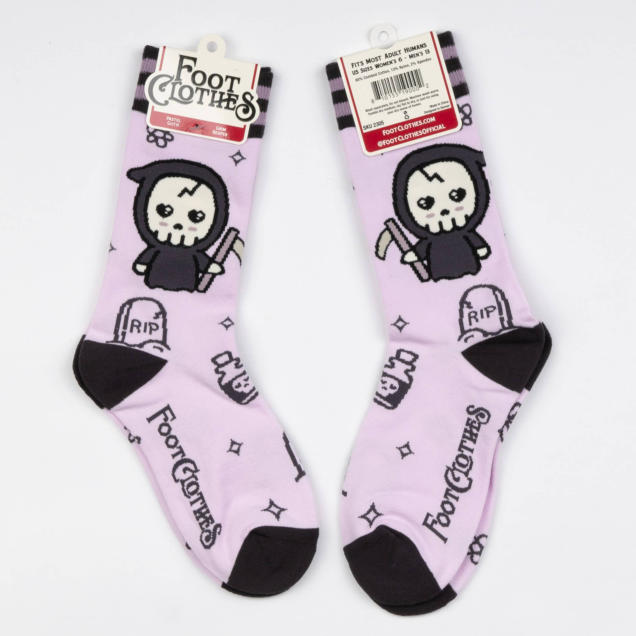 FootClothes LLC - Wholesale Socks - Unisex - Pastel Goth Grim Reaper Crew Socks6