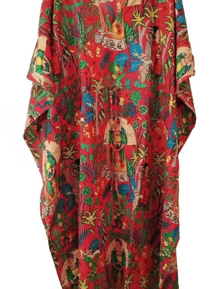 GYPSY STUDIO - Wholesale Kaftan – Women's - Frida Kahlo Long Cotton Kaftan Organic Kaftan Beach Wear4