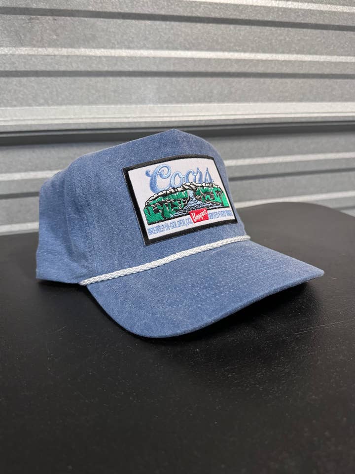 Vintage Coors Banquet Blue Trucker for wholesale by River Bent Hat Co.