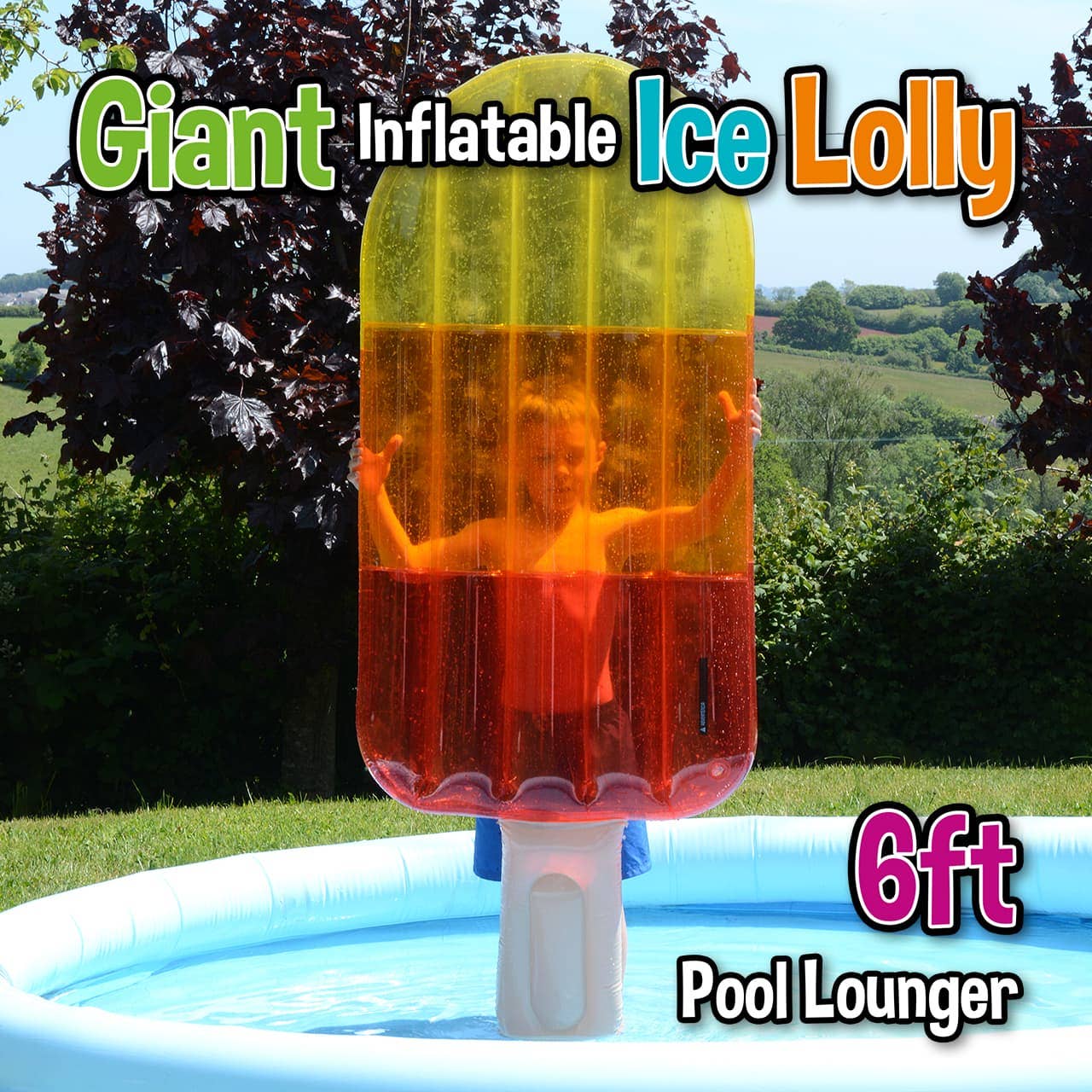 Wholesale Gifts Tomorrow – wholesale Inflatables – Giant Inflatable Ice Lolly Lounger (Transparent) Red, Yellow, Orange1