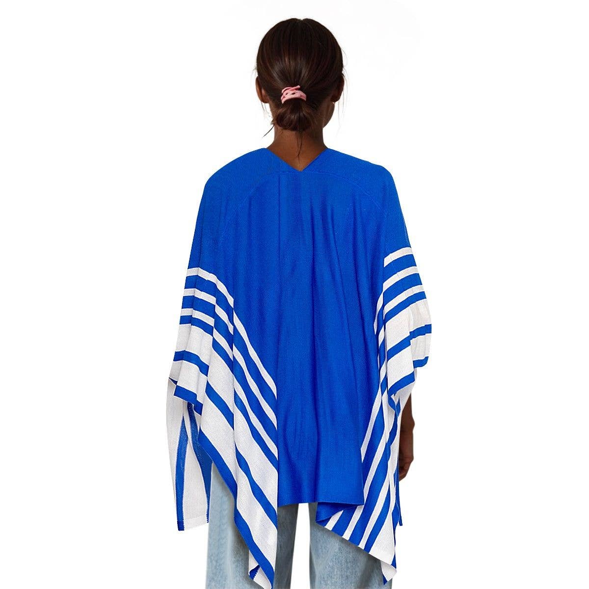 Ruana Blue and White Stripe for Women for wholesale on Faire4