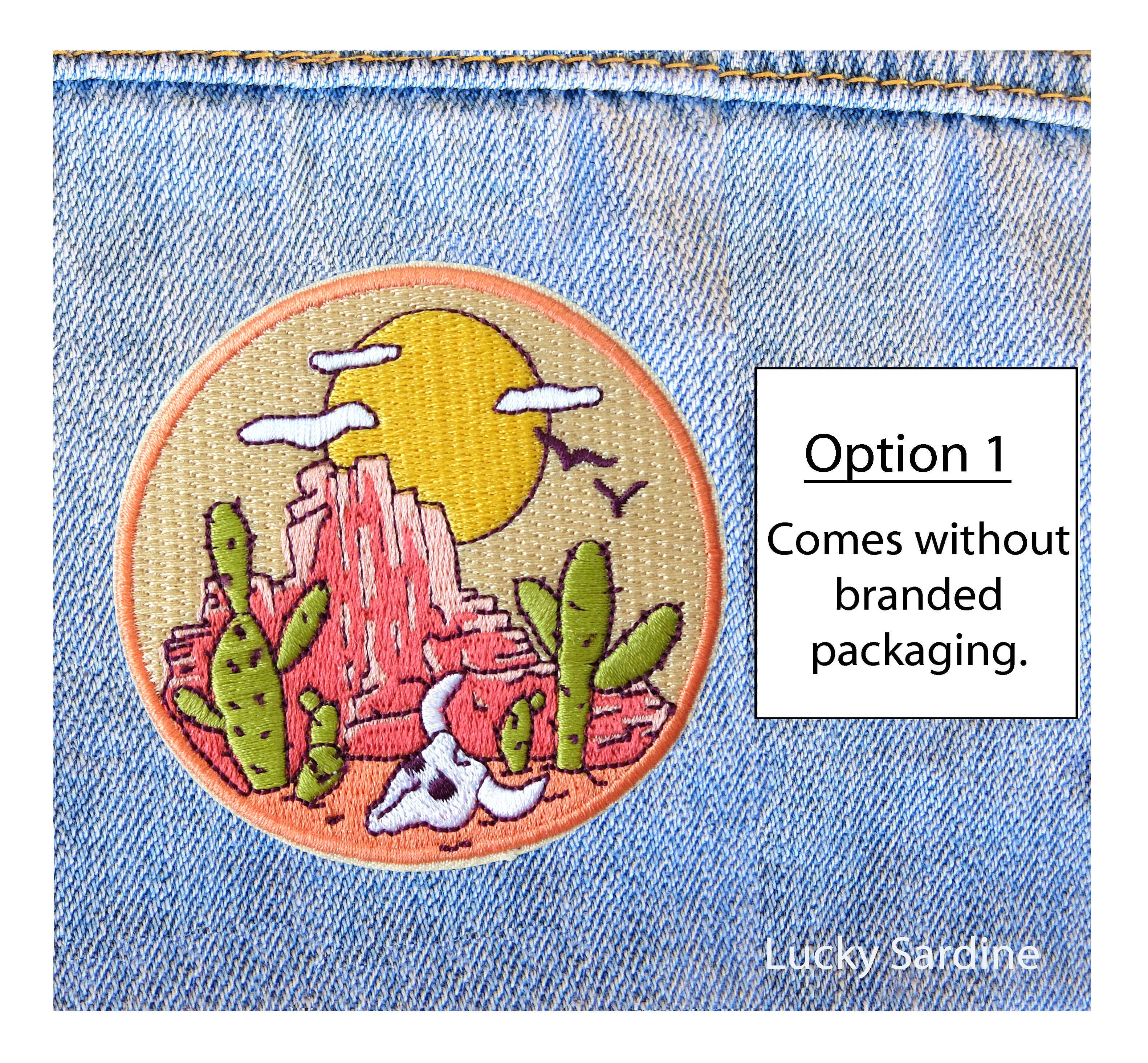 Lucky Sardine - Wholesale Patch -  Desert Wild West Skull & Cactus Embroidered Iron-On Patch0