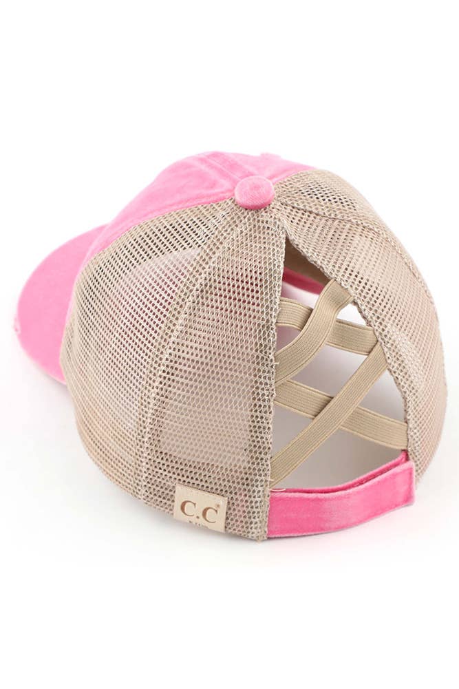 Hana - Venta al por mayor Gorras de béisbol - Niños - Gorra de poni cruzada con banda elástica de mezclilla lavada para niños de C.C14